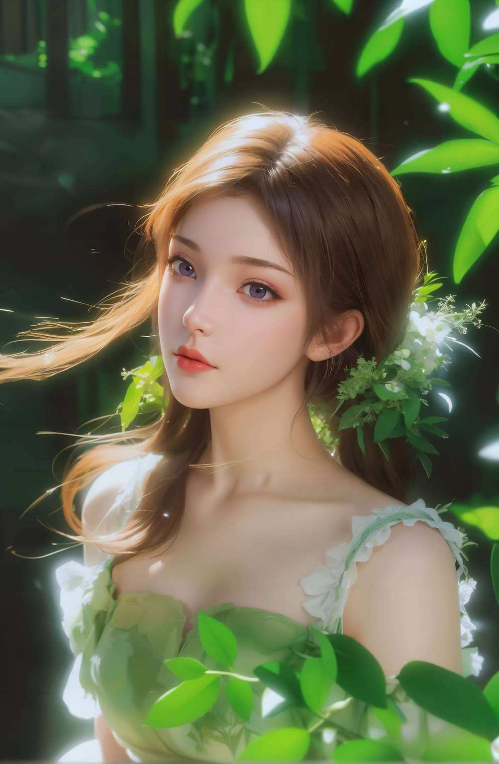 手机中的她壁纸上的她
