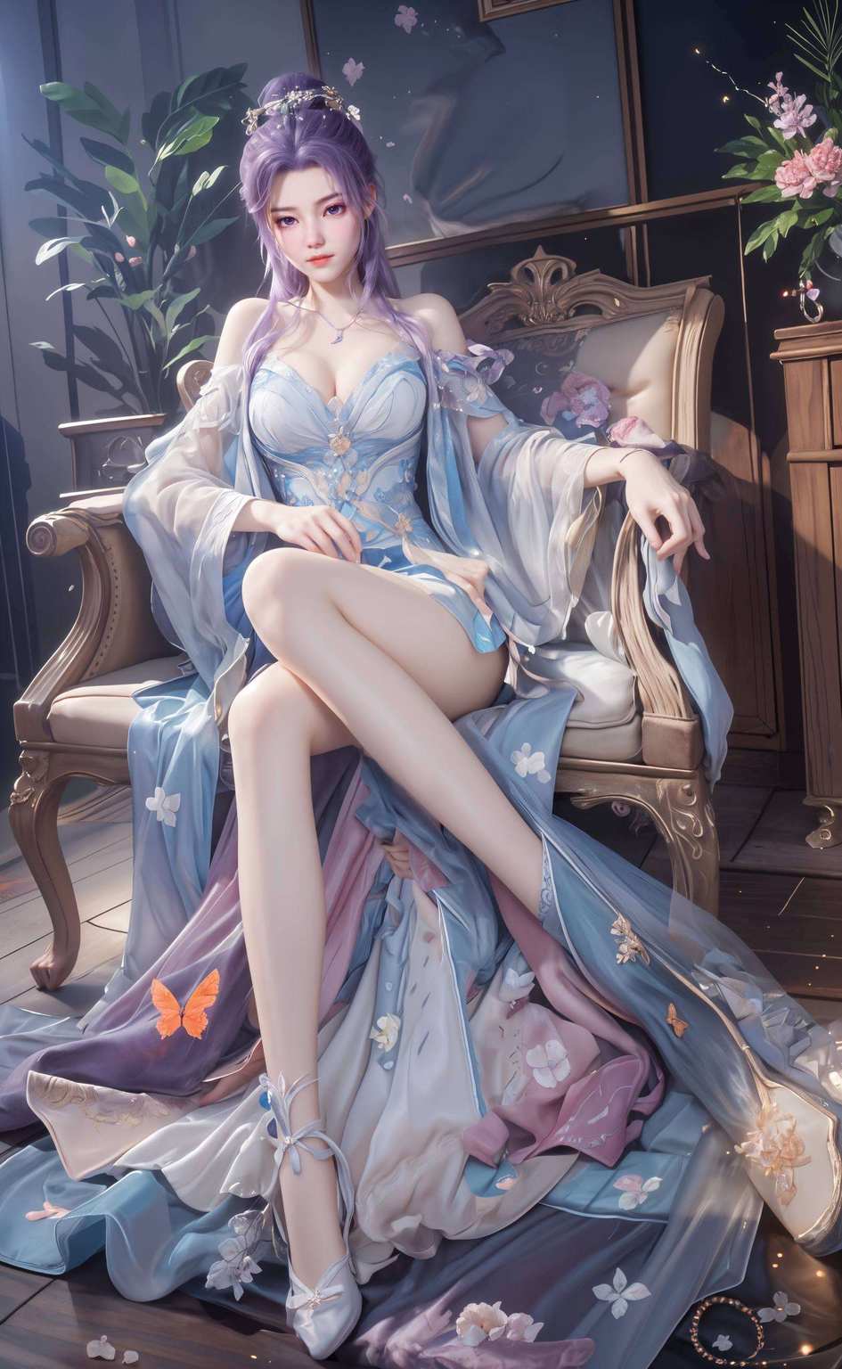 动漫美女顾盼生辉婉约如仙子